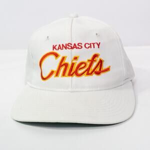 VTG Kansas City Chiefs SnapBack Hat Script Sports Specialties 90s All White RARE